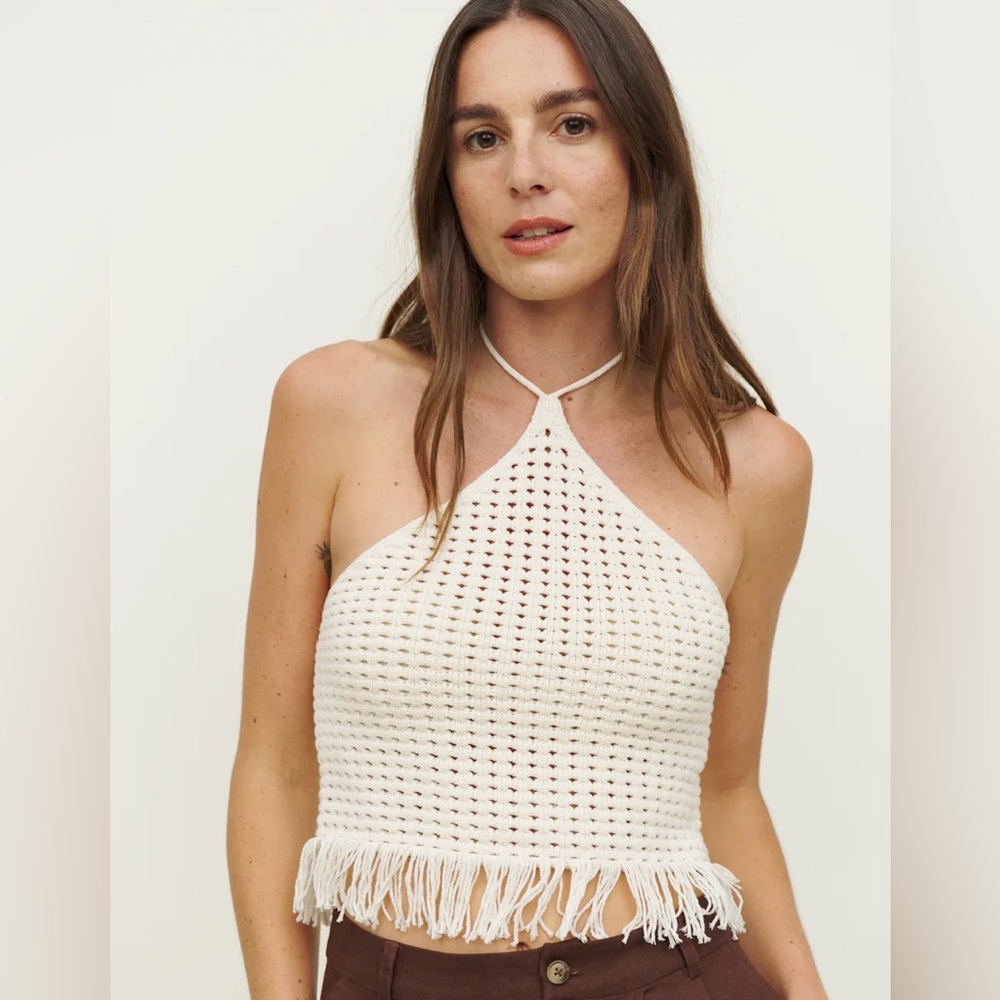 Reformation Laine Open Knit Tank Gossamer - Size S